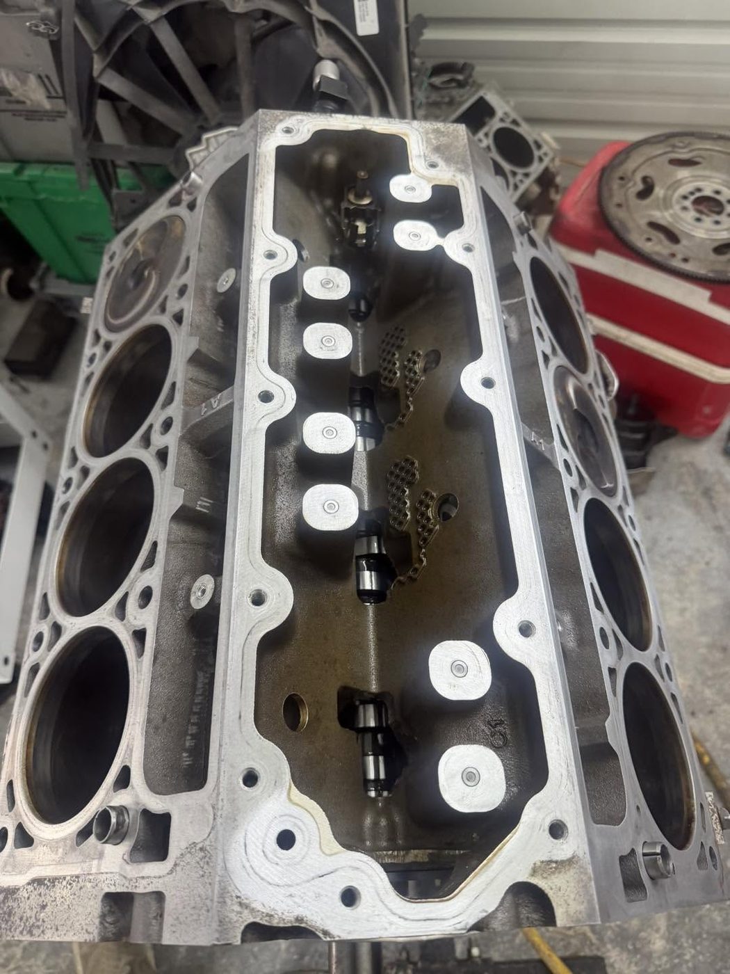 An engine block deck and cylinder head inspected at KND Performance